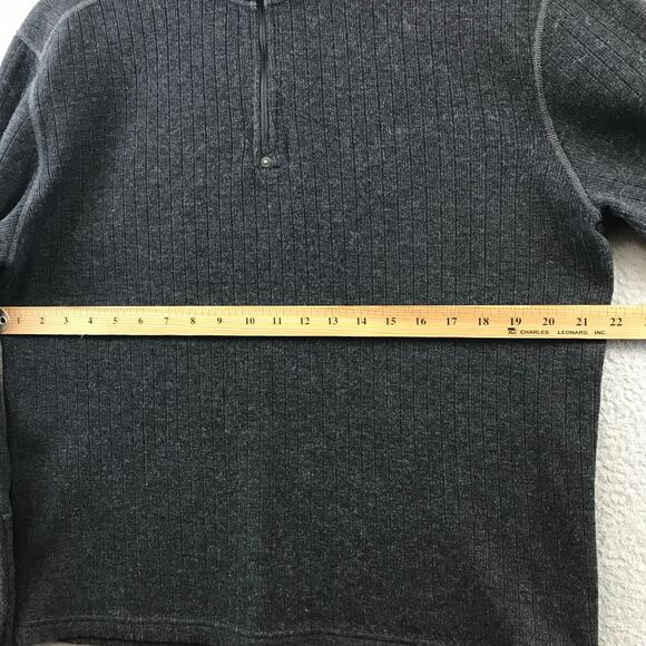 PrAna Men's Large Quarter Zip Long Sleeve Gray Pullover Wool - Picture 6 of 10